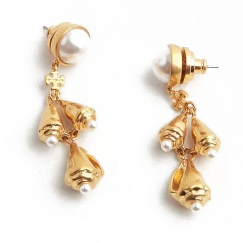 TORY BURCH Poetry of Things Pearl Shell Earrings NWOT - Picture 5 of 8